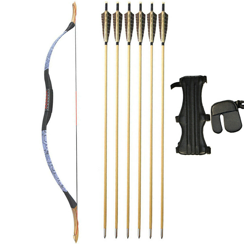 🎯25-55lbs Traditional Recurve Longbow Archery Arrow Set-AMEYXGS Archery