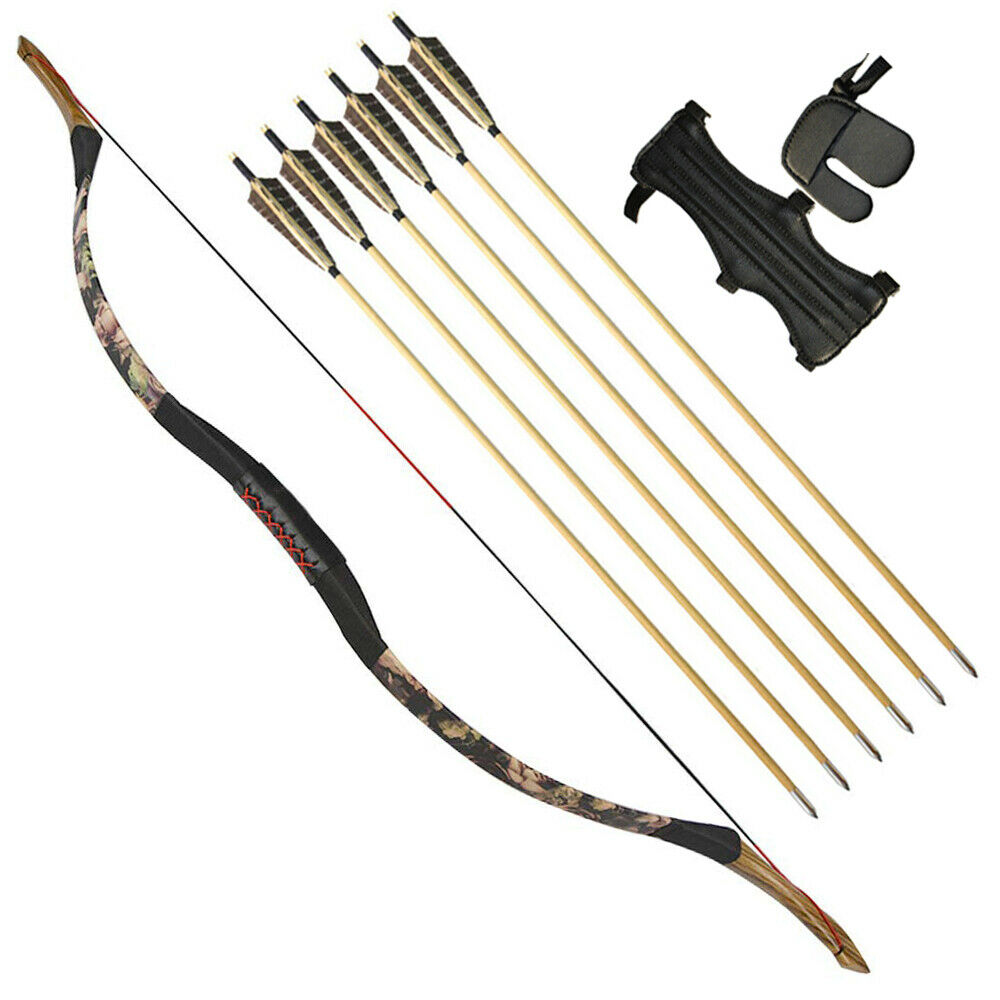🎯25-55lbs Traditional Recurve Longbow Archery Arrow Set-AMEYXGS Archery
