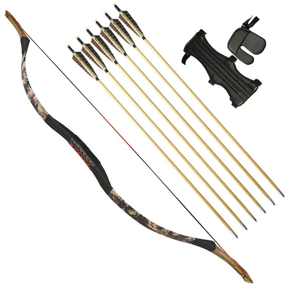 🎯25-55lbs Traditional Recurve Longbow Archery Arrow Set-AMEYXGS Archery