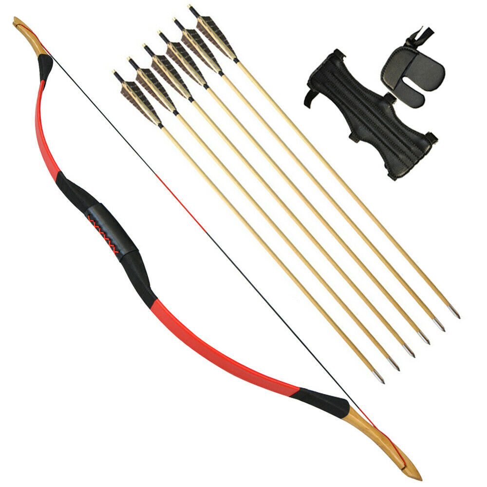 🎯25-55lbs Traditional Recurve Longbow Archery Arrow Set-AMEYXGS Archery