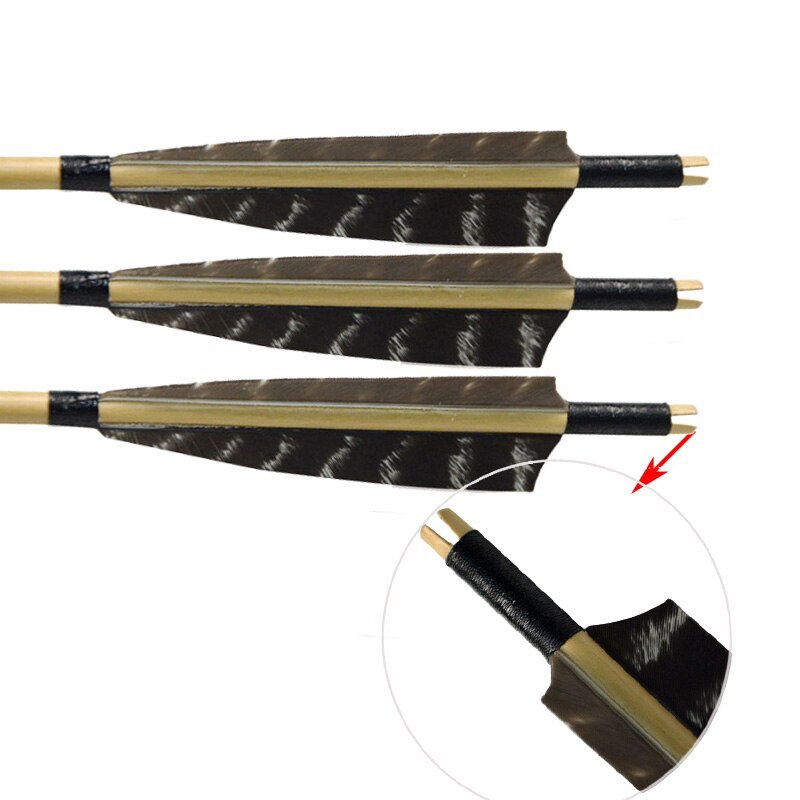 🎯Turkey Feather Wooden Arrow Shaft Traditional Arrowhead-AMEYXGS Archery