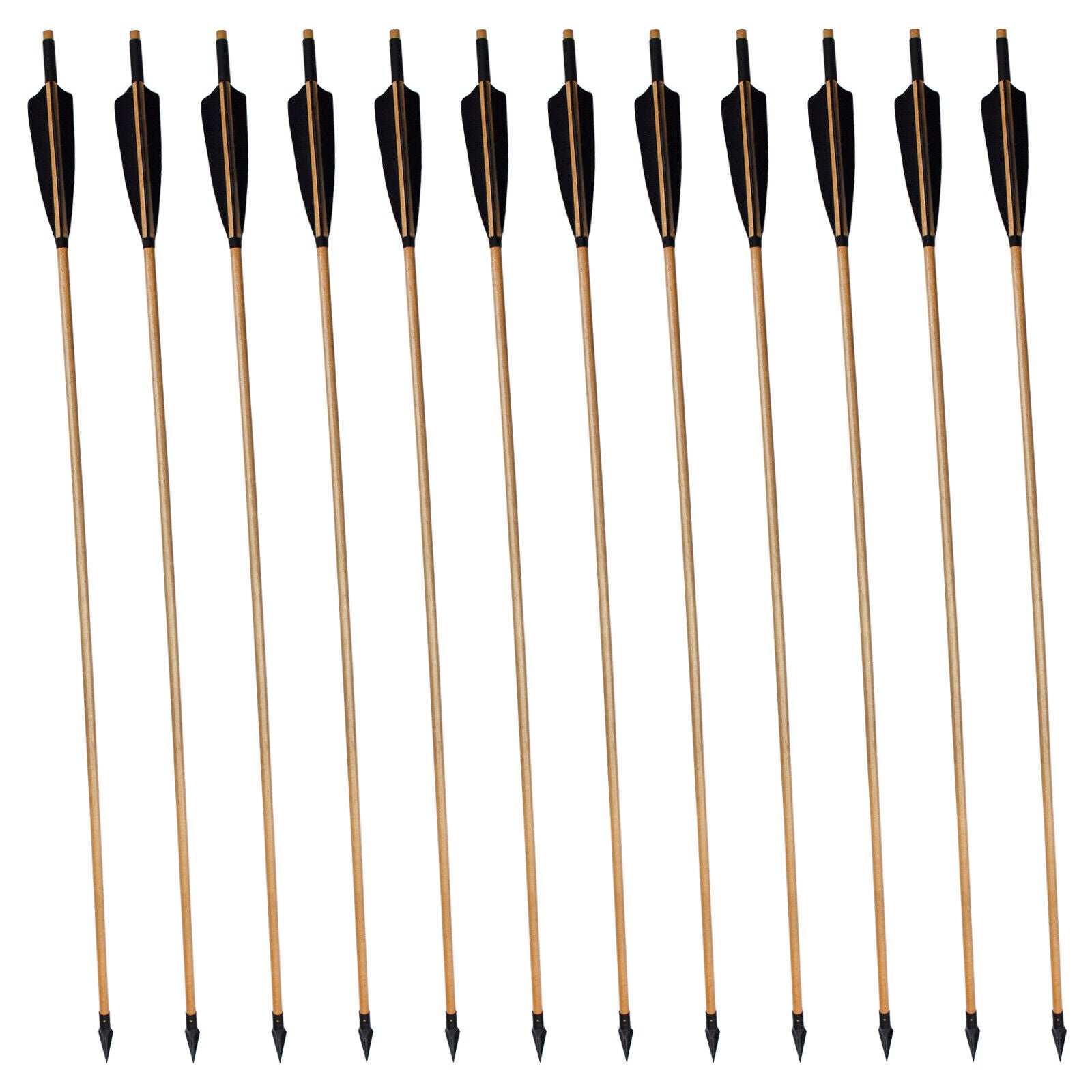 🎯12pcs Wooden Arrows for Traditional Bow-AMEYXGS Archery