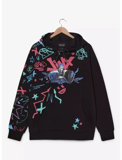 Arcane Jinx Graffiti Icons Hoodie