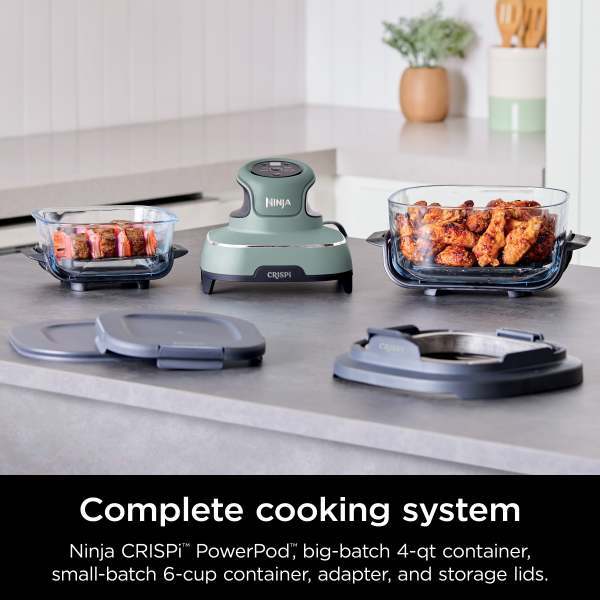 Nintheja Crispi™ 4-in-1 Portable Glass Air Fryer Cooking System Sage