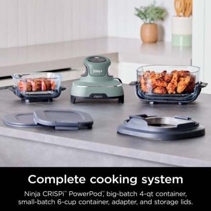 Nintheja Crispi™ 4-in-1 Portable Glass Air Fryer Cooking System Sage