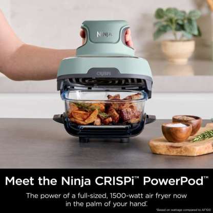 Nintheja Crispi™ 4-in-1 Portable Glass Air Fryer Cooking System Sage