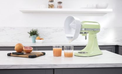 Juicer Attachment for Kitchenaid Stand Mixer, Juicer for Kitchenaid Mixer Accessories with 2 Size Reamer, Pressure Activated Citrus Juicer Attachment for Orange, Lemon, Grapefruit Juice