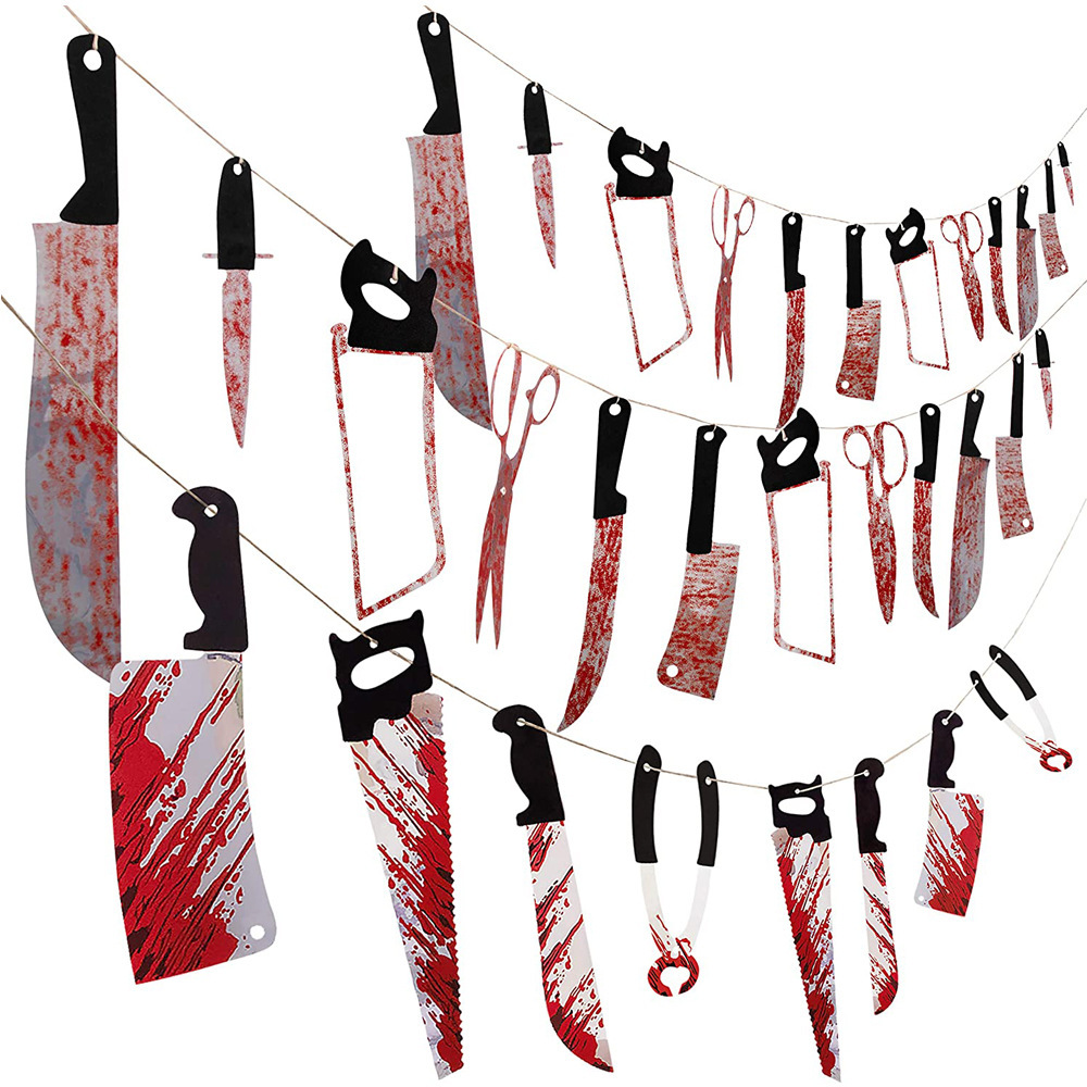 Halloween horror blood knife flag