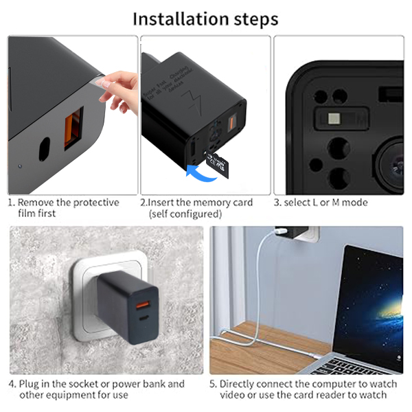 Charger Camera HD 1080P Nanny Cam Wall Outlet, Motion Detection