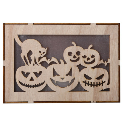 Wooden Handmade Halloween Decoration LED Lights