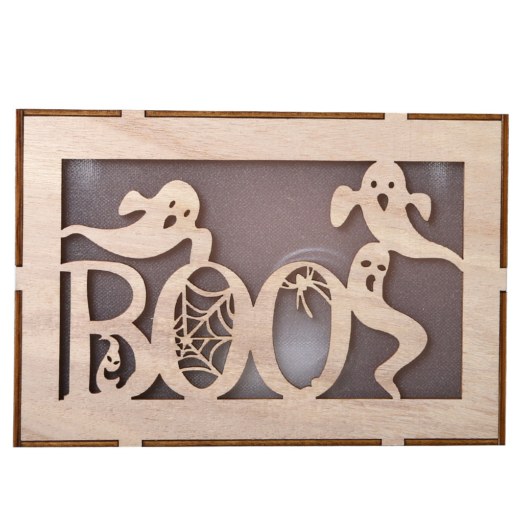 Wooden Handmade Halloween Decoration LED Lights