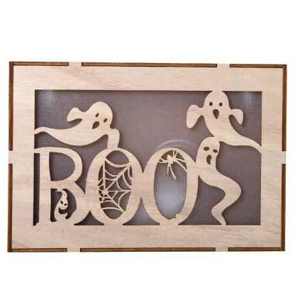 Wooden Handmade Halloween Decoration LED Lights