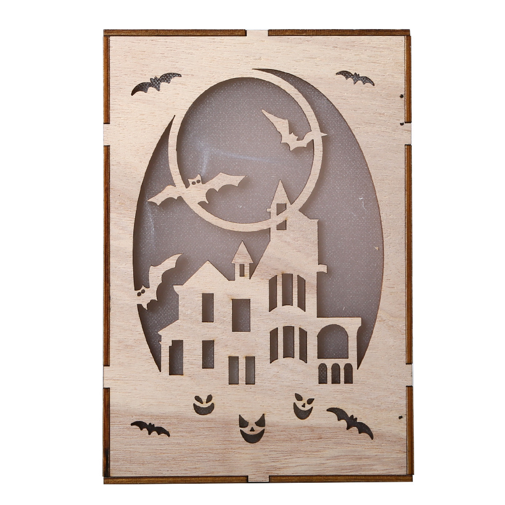 Wooden Handmade Halloween Decoration LED Lights