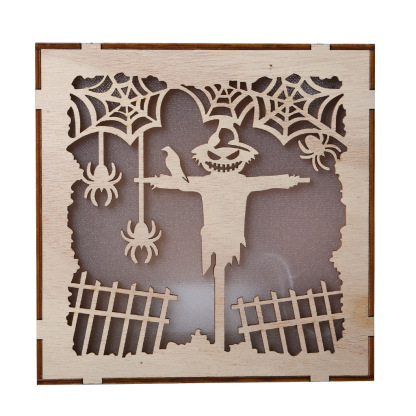 Wooden Handmade Halloween Decoration LED Lights