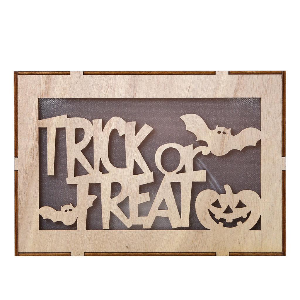 Wooden Handmade Halloween Decoration LED Lights