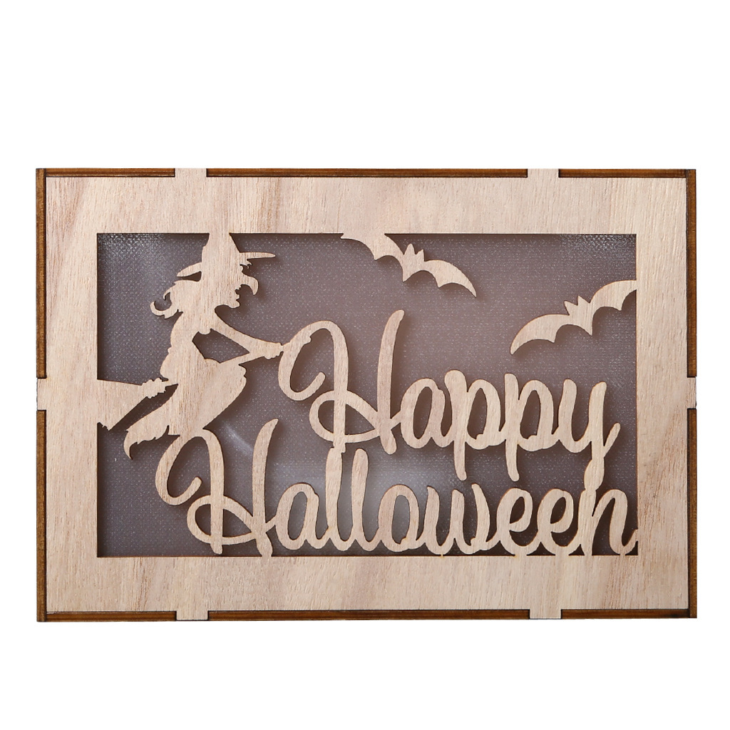 Wooden Handmade Halloween Decoration LED Lights