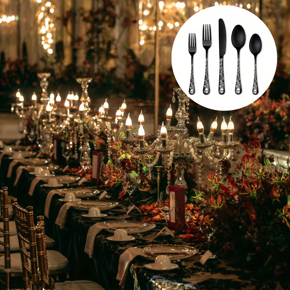 20/30pcs Gothic Design Cutlery Service For 4/6, Premium Stainless Steel Flatware