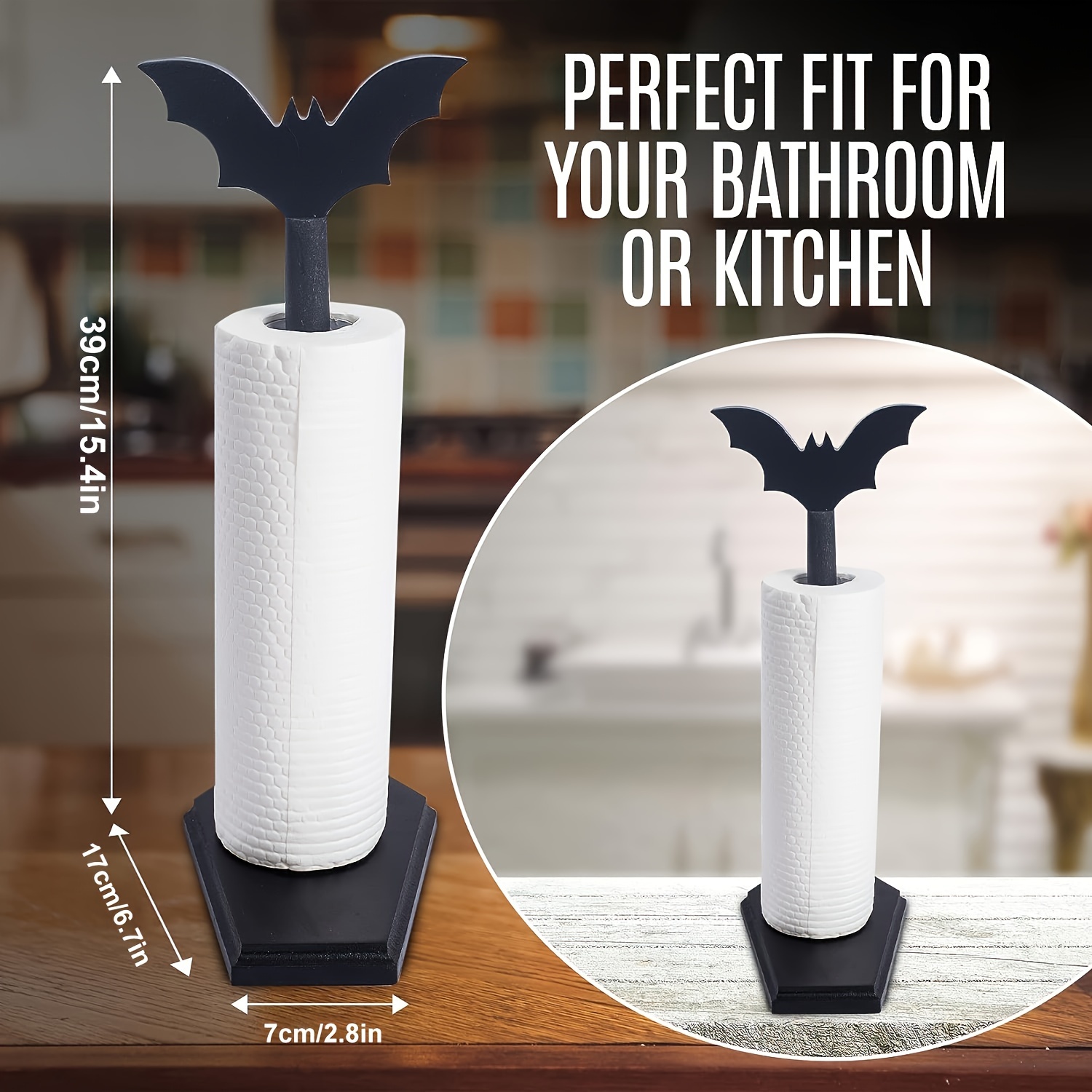 Bat Paper Towel Holder, Halloween Decor For Kitchen And Bathroom
