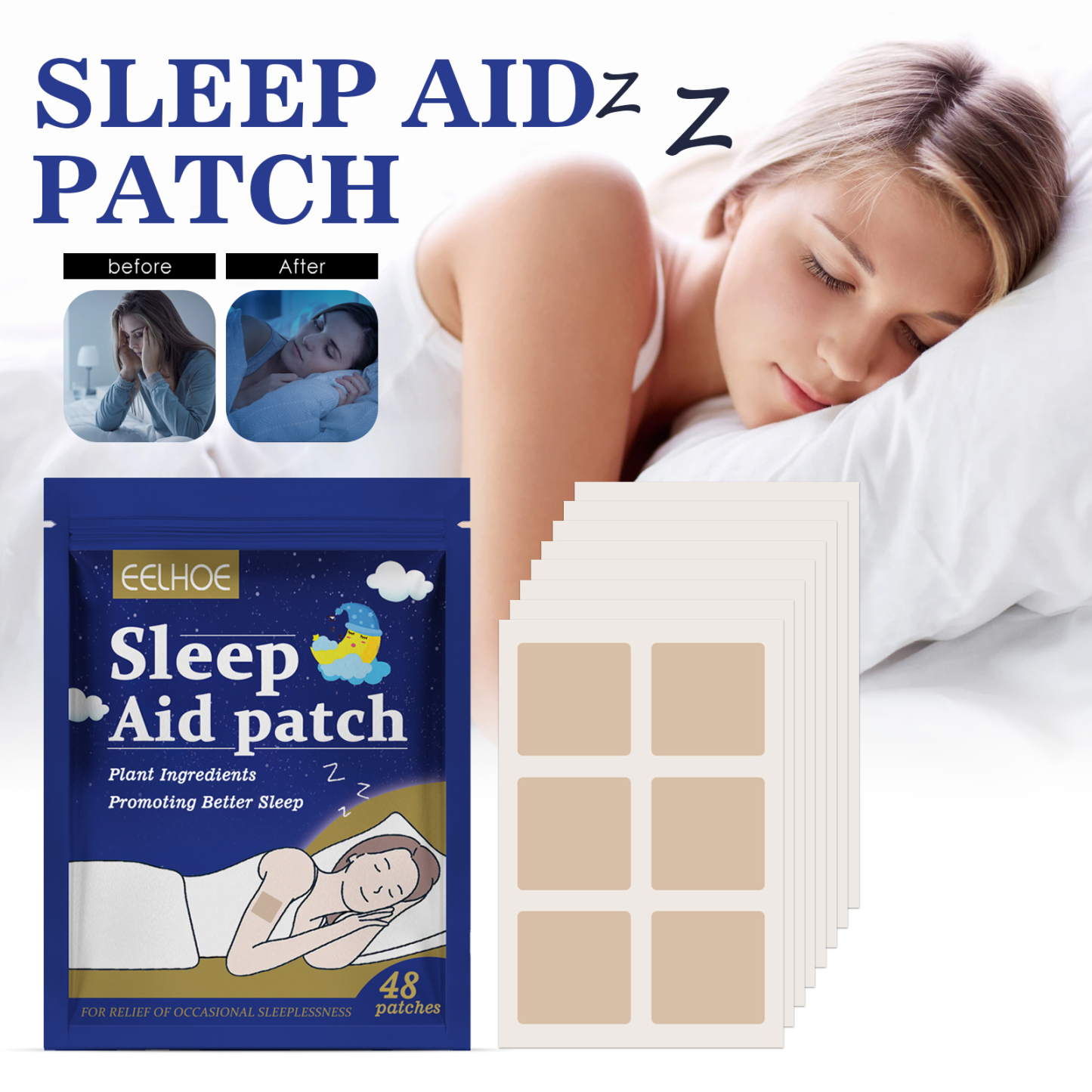 EELHOE Sleep Patches – Comfort Body Care Stickers for Relaxation & Better Sleep, Gentle Soothing Support to Ease Tension and Improve Nighttime Comfort | Easy-to-Use Body Care Patch