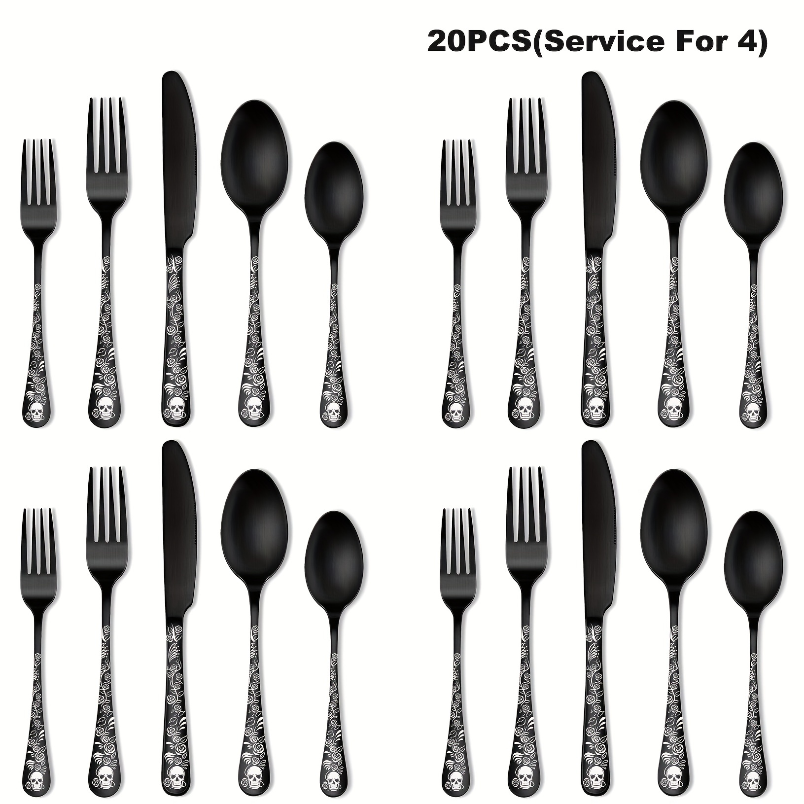 20/30pcs Gothic Design Cutlery Service For 4/6, Premium Stainless Stee