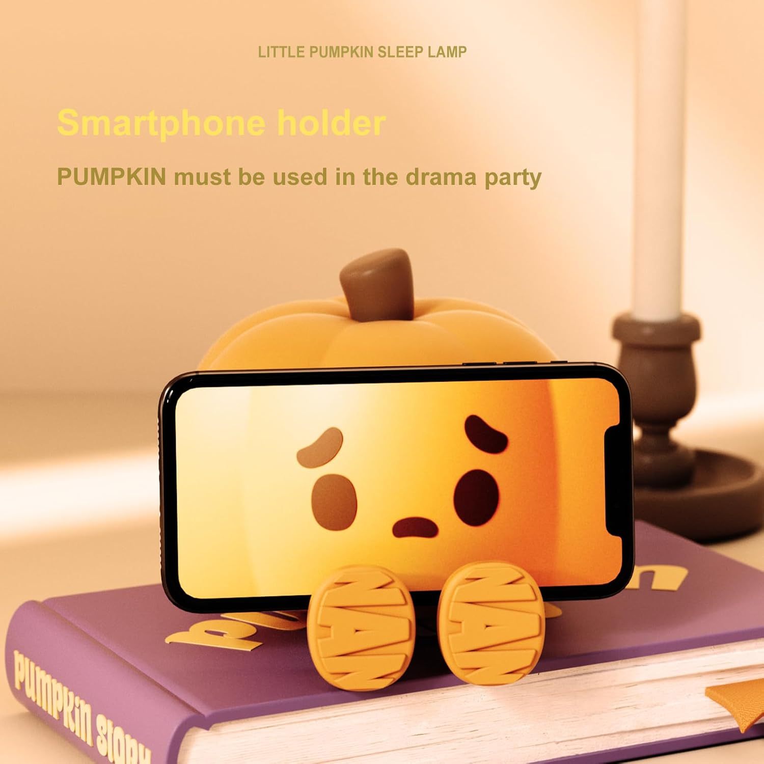 Pumpkin Night Light, 3 Level Dimmable LED Nursery Nightlight,Cute Bedside Lamp for Kids,Rechargeable Pumpkin Lamp for Girls Boys Room Decor, Silicone Baby Kids Night Light