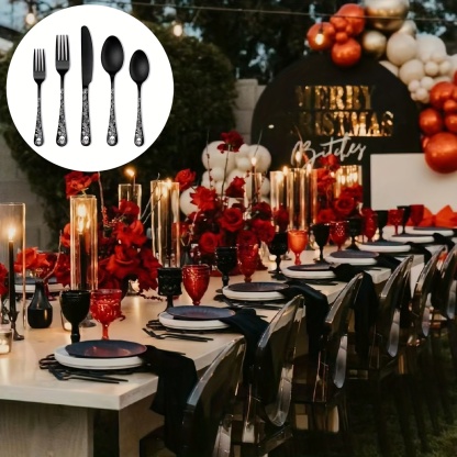 20/30pcs Gothic Design Cutlery Service For 4/6, Premium Stainless Steel Flatware