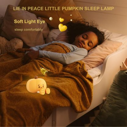 Pumpkin Night Light, 3 Level Dimmable LED Nursery Nightlight,Cute Bedside Lamp for Kids,Rechargeable Pumpkin Lamp for Girls Boys Room Decor, Silicone Baby Kids Night Light