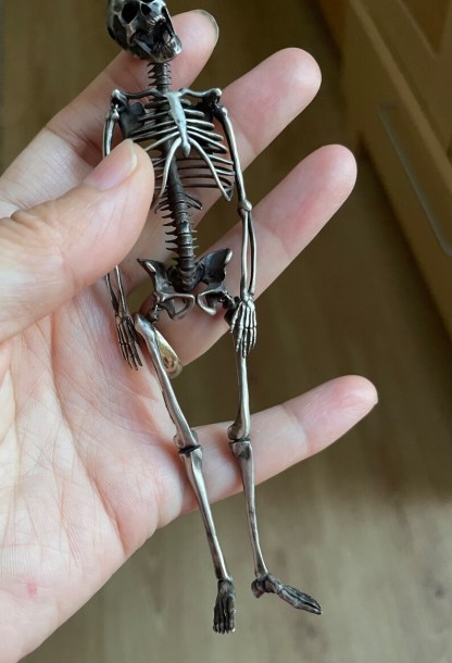 Handmade 925 Sterling Silver Full Body Skeleton Pendant