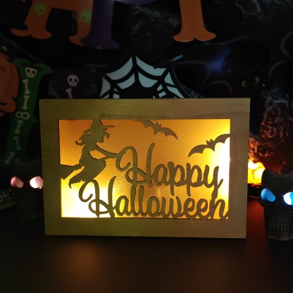 🎃Wooden Handmade Halloween Decoration LED Lights👻