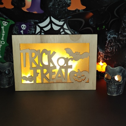 🎃Wooden Handmade Halloween Decoration LED Lights👻