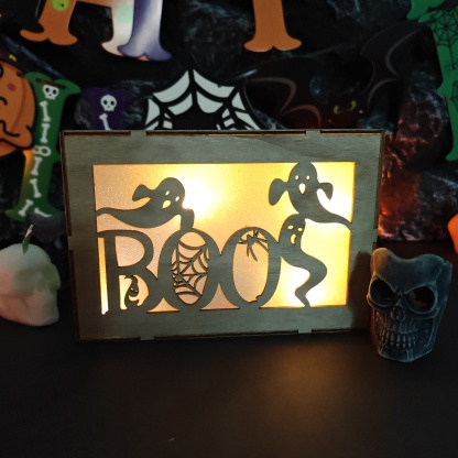 🎃Wooden Handmade Halloween Decoration LED Lights👻