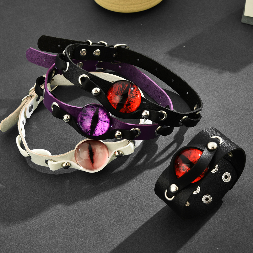 Halloween Leather Devil Red-Eye Choker