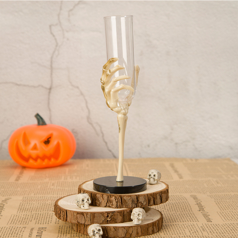 Halloween 80ML Distressed Skeleton Hand Black Base Goblet