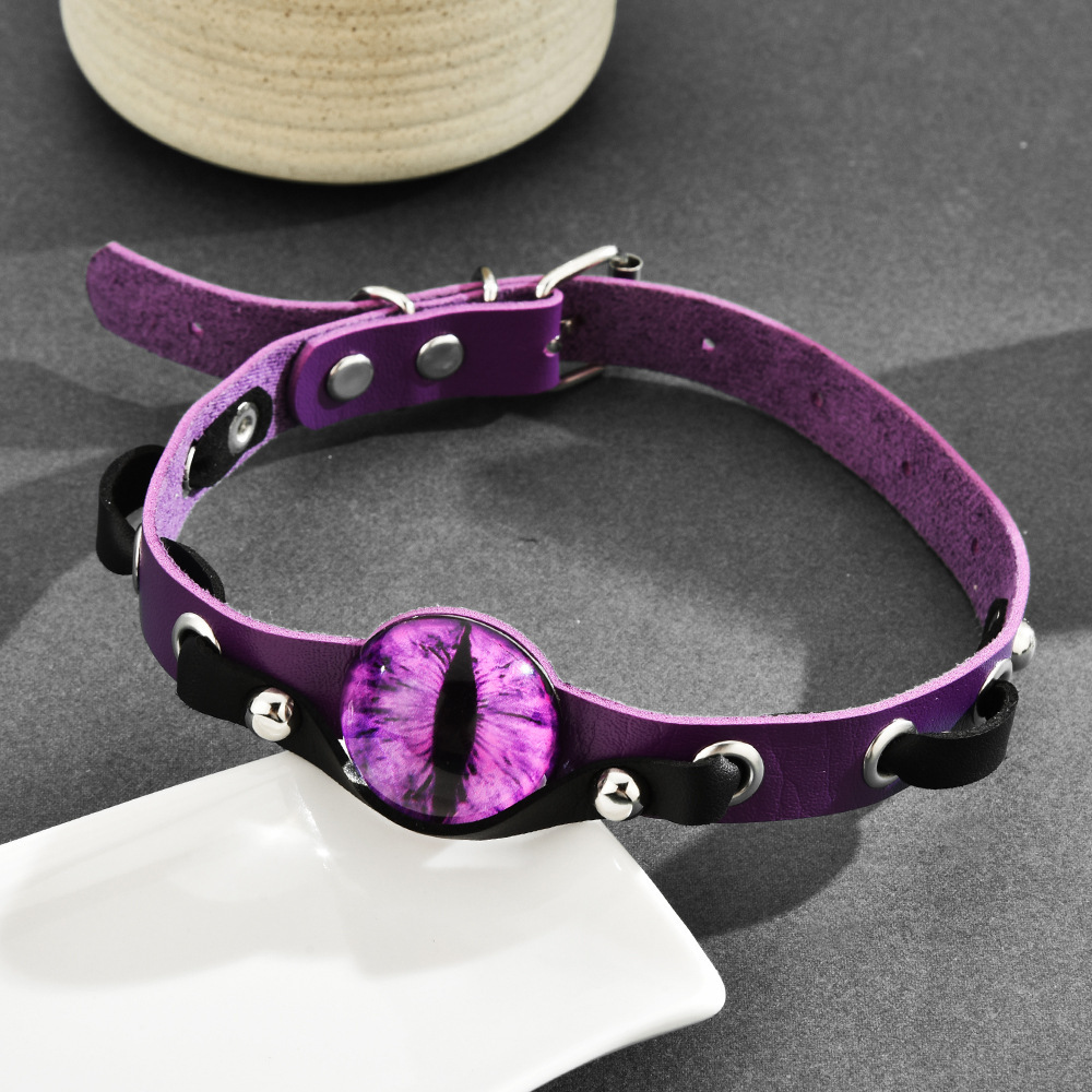 Halloween Leather Devil Red-Eye Choker