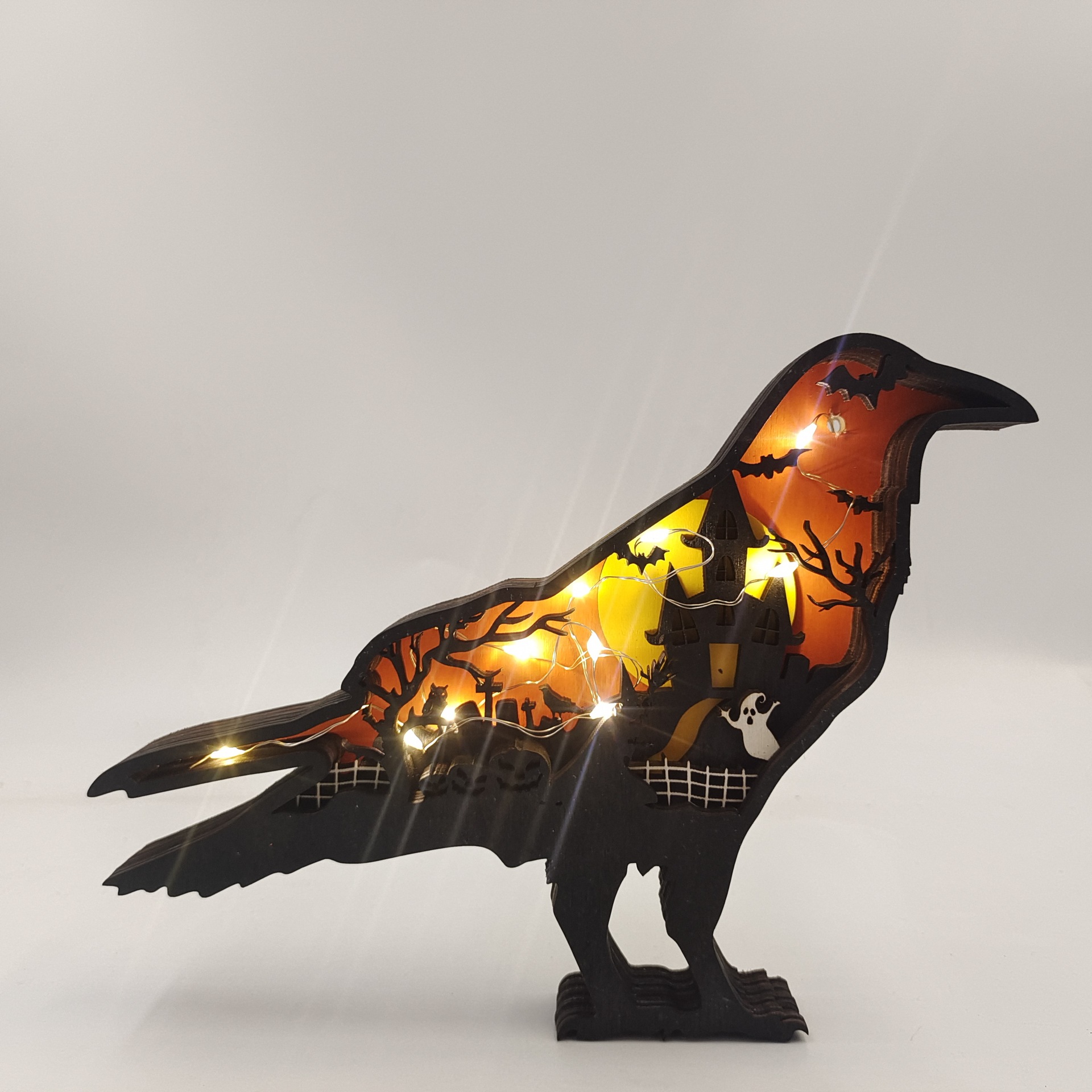 Halloween wooden crow ornaments