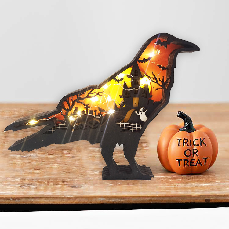 Halloween wooden crow ornaments