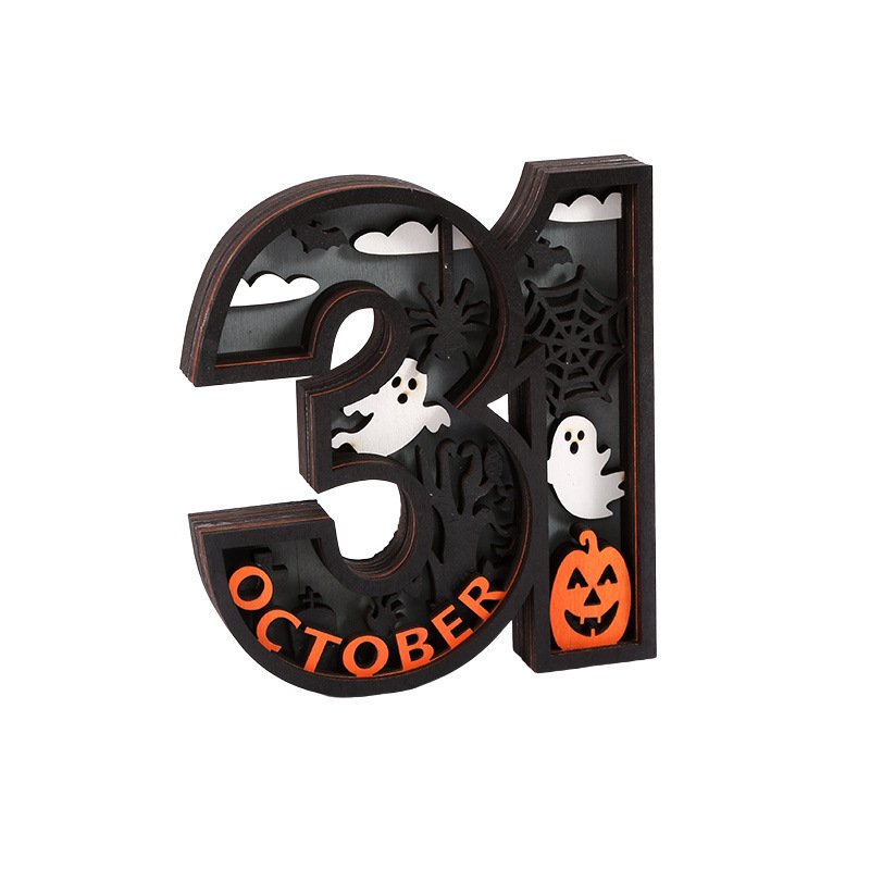 Halloween Wooden 31 Ghost Led Ornaments