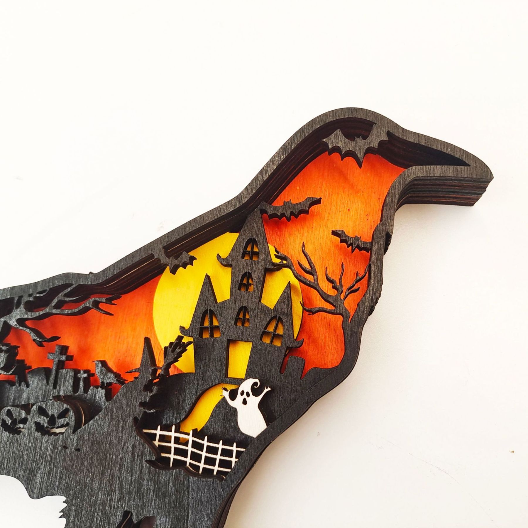 Halloween wooden crow ornaments