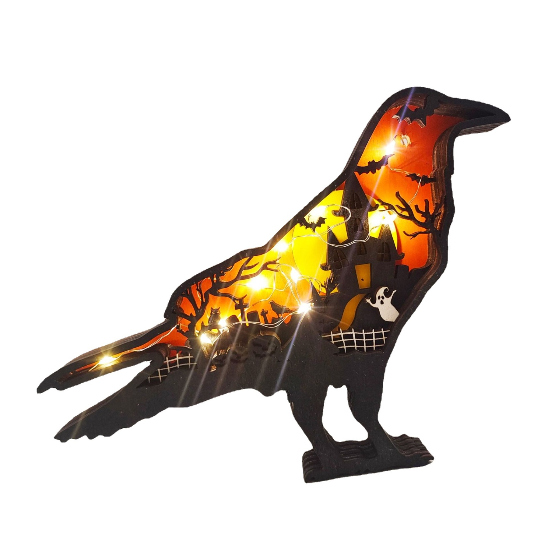 Halloween wooden crow ornaments