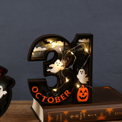 Halloween Wooden 31 Ghost Led Ornaments