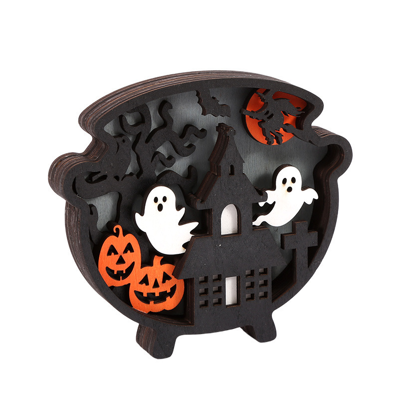 Halloween Wooden 31 Ghost Led Ornaments