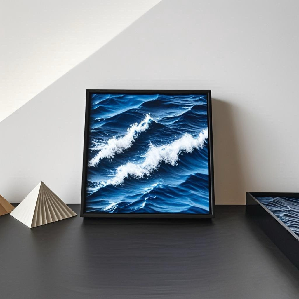 Blue Gradient Ocean Wave 3D Wall Art