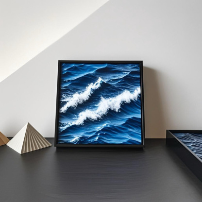 Blue Gradient Ocean Wave 3D Wall Art