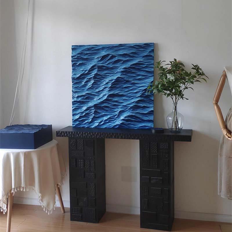 Blue Gradient Ocean Wave 3D Wall Art