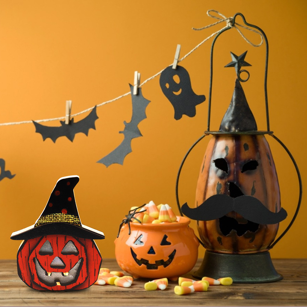 Halloween Handmade Pumpkin Head Light Up Ornaments