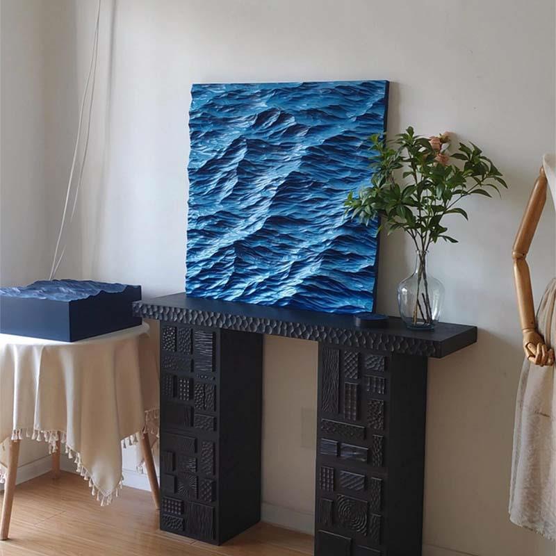 Blue Gradient Ocean Wave 3D Wall Art