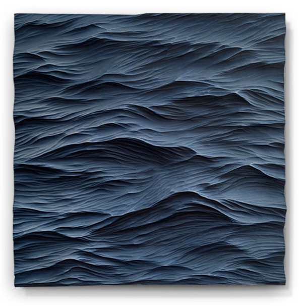 Blue Gradient Ocean Wave 3D Wall Art