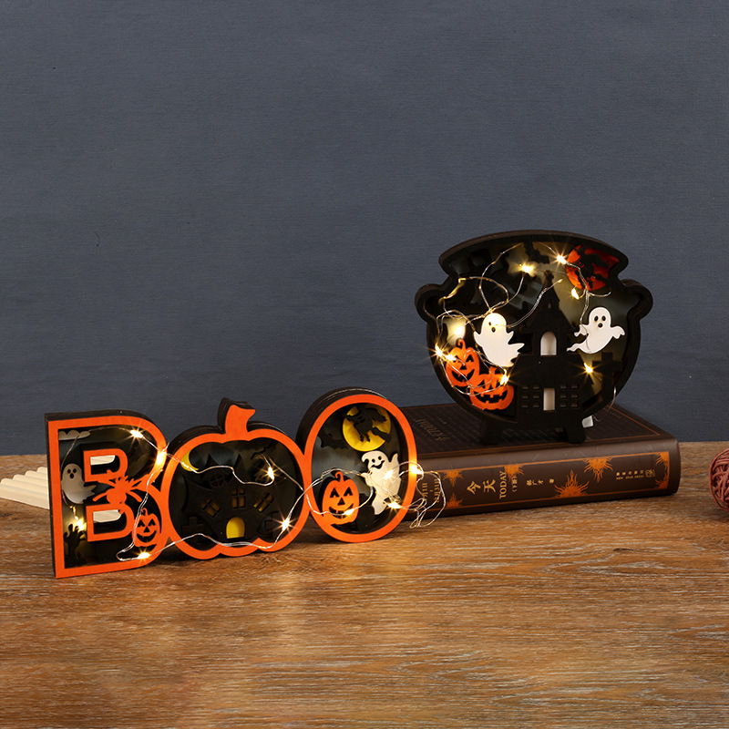 Halloween Wooden 31 Ghost Led Ornaments