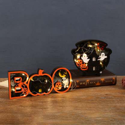 Halloween Wooden 31 Ghost Led Ornaments