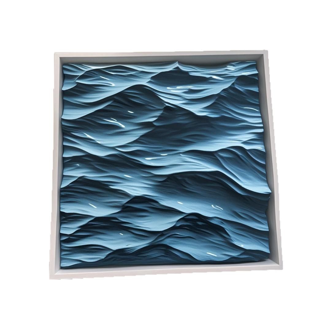 Blue Gradient Ocean Wave 3D Wall Art